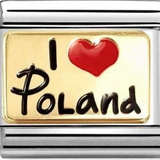 Nomination Classic Gold Enamel I Love Poland Charm