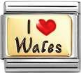 Nomination Classic Gold Enamel I Love Wales Charm