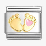 Nomination Classic Gold Enamel Pink Baby Feet Charm