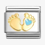 Nomination Classic  Gold Enamel Blue Baby Feet Charm