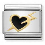 Nomination Classic Gold Enamel Black Love Struck Heart Charm SALE