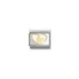 Nomination Classic Gold Enamel White Heart In Heart Charm
