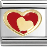 Nomination Classic Gold Enamel Red Heart In Heart Charm