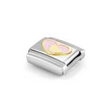 Nomination Classic Gold Enamel Pink Heart In Heart Charm