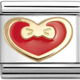 Nomination Classic Gold Enamel Red Heart With Bow Charm