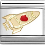 Nomination Classic Gold Enamel Red Heart Rocket Charm