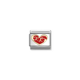 Nomination Classic Gold Enamel Red Heart Trio Charm