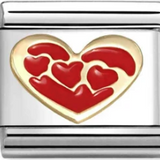 Nomination Classic Gold Enamel Red Heart Trio Charm