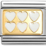 Nomination Classic Gold Enamel White Hearts Charm