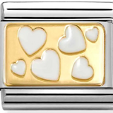 Nomination Classic Gold Enamel White Hearts Charm