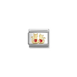 Nomination Classic Gold Enamel Two Cats with Hearts Charm