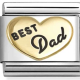 Nomination Classic Gold Enamel Best Dad Heart Charm