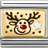 Nomination Classic Gold Enamel Christmas Rudolph Reindeer Charm