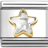 Nomination Classic Gold Double Star Shape White CZ Charm