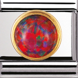 Nomination Big Size Gold Precious Stone Round Red Opal Charm SALE