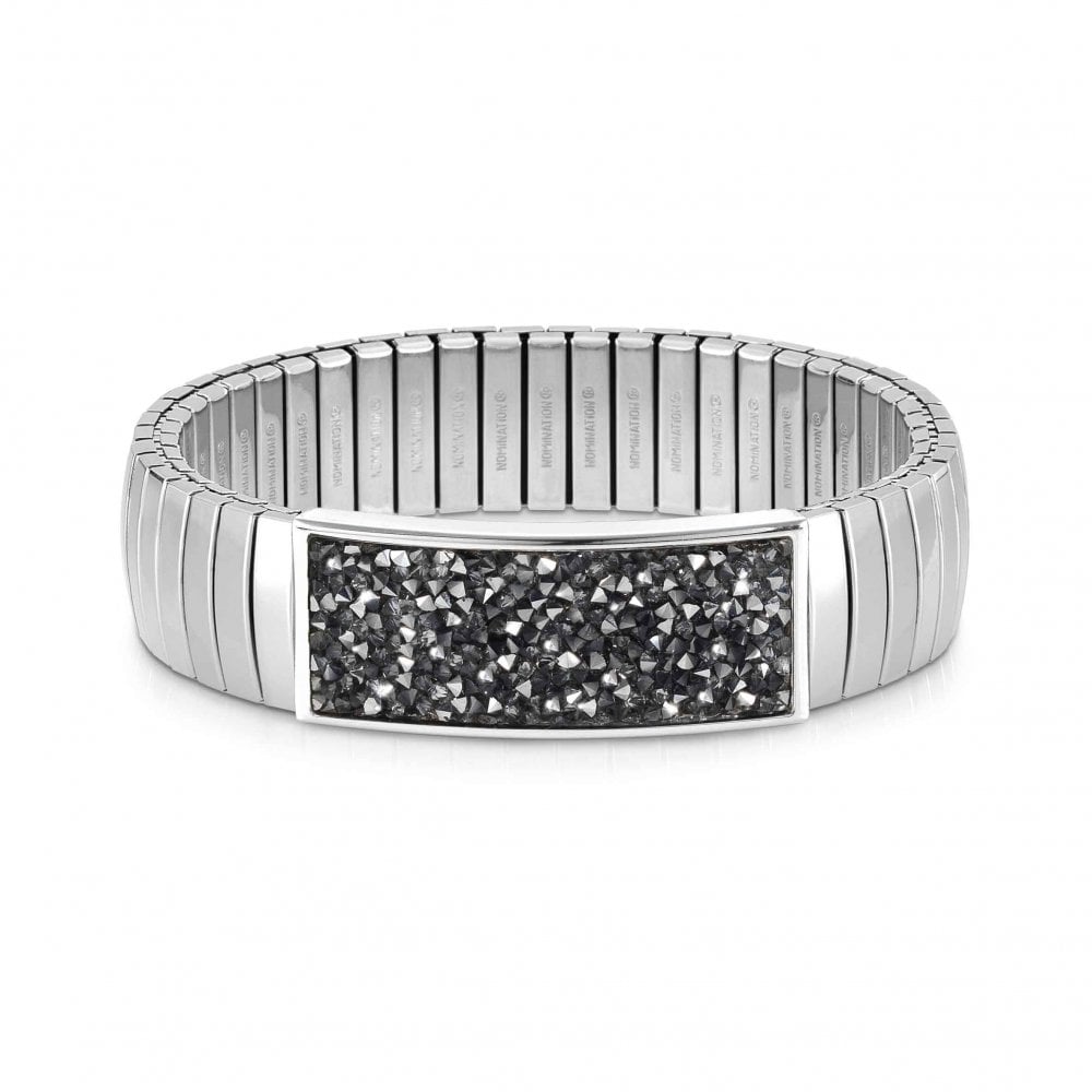 Nomination Extension Wide Chunky Glitter Crystal Bracelet, Stainless Steel