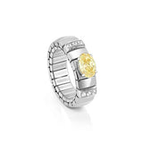 Nomination Extension Ring with Oval Yellow Cubic Zirconia, Stainless Steel