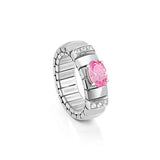 Nomination Extension Ring with Oval Pink Cubic Zirconia, Stainless Steel