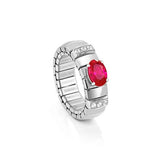Nomination Extension Ring with Oval Red Cubic Zirconia, Stainless Steel