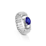 Nomination Extension Ring with Oval Blue Cubic Zirconia, Stainless Steel