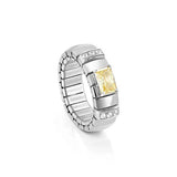 Nomination Extension Ring with Baguette Yellow Cubic Zirconia, Stainless Steel