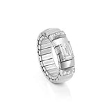 Nomination Extension Ring with Baguette Cubic Zirconia, Stainless Steel