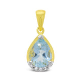9ct Yellow Gold Aquamarine Diamond Pear Shape Pendant