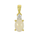 9ct Yellow Gold Opal Diamond Twist Top Pendant