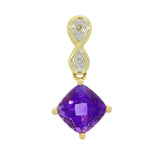 9ct Yellow Gold Amethyst Diamond Twist Top Pendant