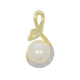9ct Yellow Gold Pearl & Diamond Twist Wishbone Pendant 6.5mm