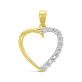 9ct Yellow Gold Diamond Open Heart Pendant 0.01ct