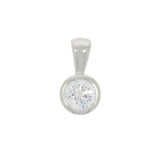 9ct White Gold Diamond Solitaire Brilliant Cut Bezel Pendant 0.34ct