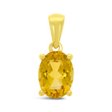 9ct Yellow Gold Citrine Oval Claw Set Pendant