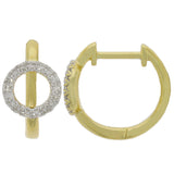 9ct Yellow Gold Diamond Chain Link Open Circle Huggie Hoop Earrings