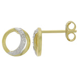 9ct Yellow Gold Diamond Eclipse Crescent Stud Earrings