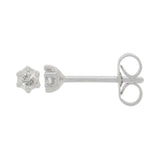 9ct White Gold Diamond Solitaire Six Claw Stud Earrings 0.15ct