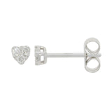 9ct White Gold Diamond Petite Heart Stud Earrings