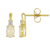9ct Yellow Gold Opal Diamond Twist Top Stud Earrings