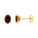 9ct Yellow Gold Garnet Claw Set Stud Earrings