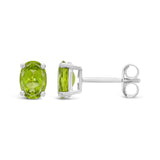 9ct White Gold Peridot Oval Stud Earrings