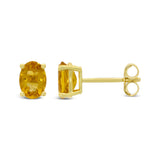 9ct Yellow Gold Citrine Claw Set Stud Earrings