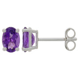 9ct White Gold Amethyst Oval Stud Earrings