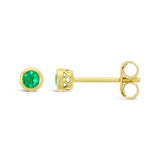 9ct Yellow Gold Emerald Solitaire Stud Earrings