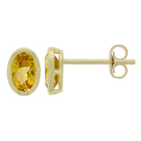 9ct Yellow Gold Citrine Oval Bezel Stud Earrings