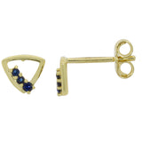 9ct Yellow Gold Blue Sapphire Triangle Stud Earrings