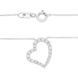 9ct White Gold Diamond Offset Heart Necklace 0.25ct