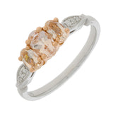 Vintage Design 9ct White Gold Morganite Diamond Trilogy Ring