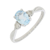 9ct White Gold Aquamarine Diamond Twist Trilogy Ring