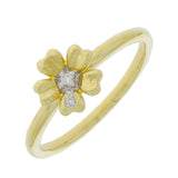 9ct Yellow Gold Diamond Flower Stacking Ring 0.02ct