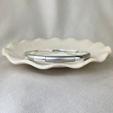 Sterling Silver Handmade Block Pattern D-Shape Profile Round Bangle SALE